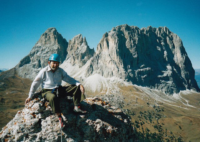 Wallerstein scaling a mountain in the Alps near Turin, Italy