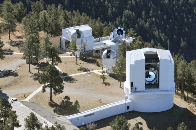 Aerial view of telescopes at Apache Point Observatory