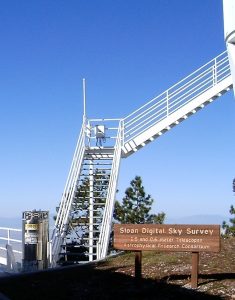 Stairs to two of the telescopes used in the Sloan Digital Sky Survey at APO.