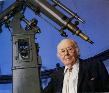 Professor Jacobsen with the 6-inch refracting telescope