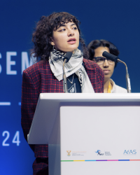 Valeria is seen here speaking at the 2024 IAU general assembly