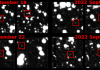 Discovery images from the ATLAS survey, with 2022 SF289 visible in the red boxes.